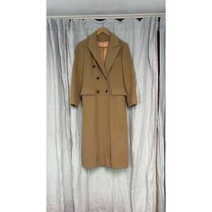Vintage Camel Wool Coat Long Overcoat Minimalist Classic Tan Loresdale Women's